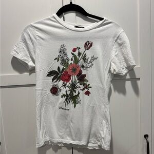 Sweet Claire White Floral Graphic Tee